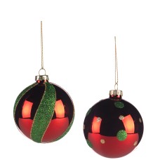 Christmas Ball Stripes & Dots 8 cm